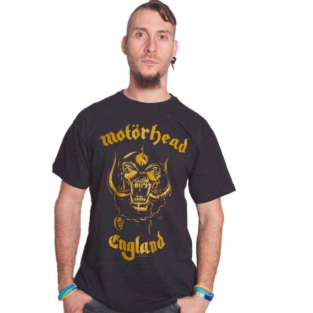 Image of Motörhead Unisex T-shirt - England Classic Gold Rock Off